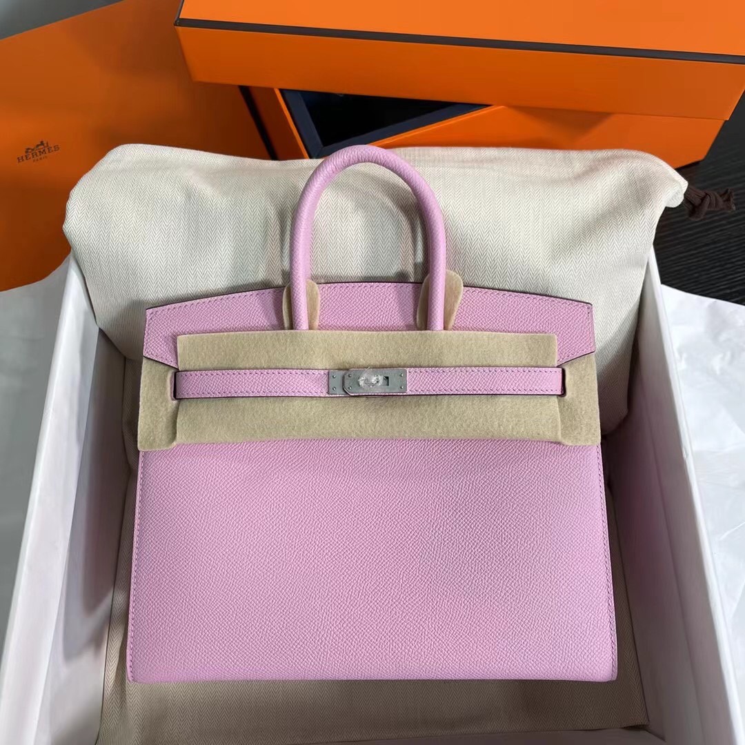 Hermes Birkin 25CM Epsom Leather Handbag Pink Purple